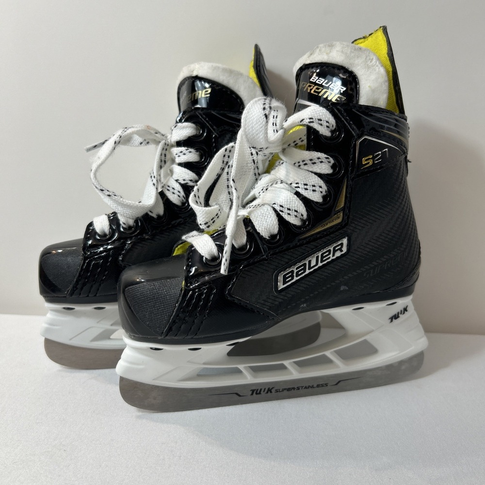 Bauer Supreme S27 Size US 10 Youth Hockey Skates Black Yellow White Ice Skates